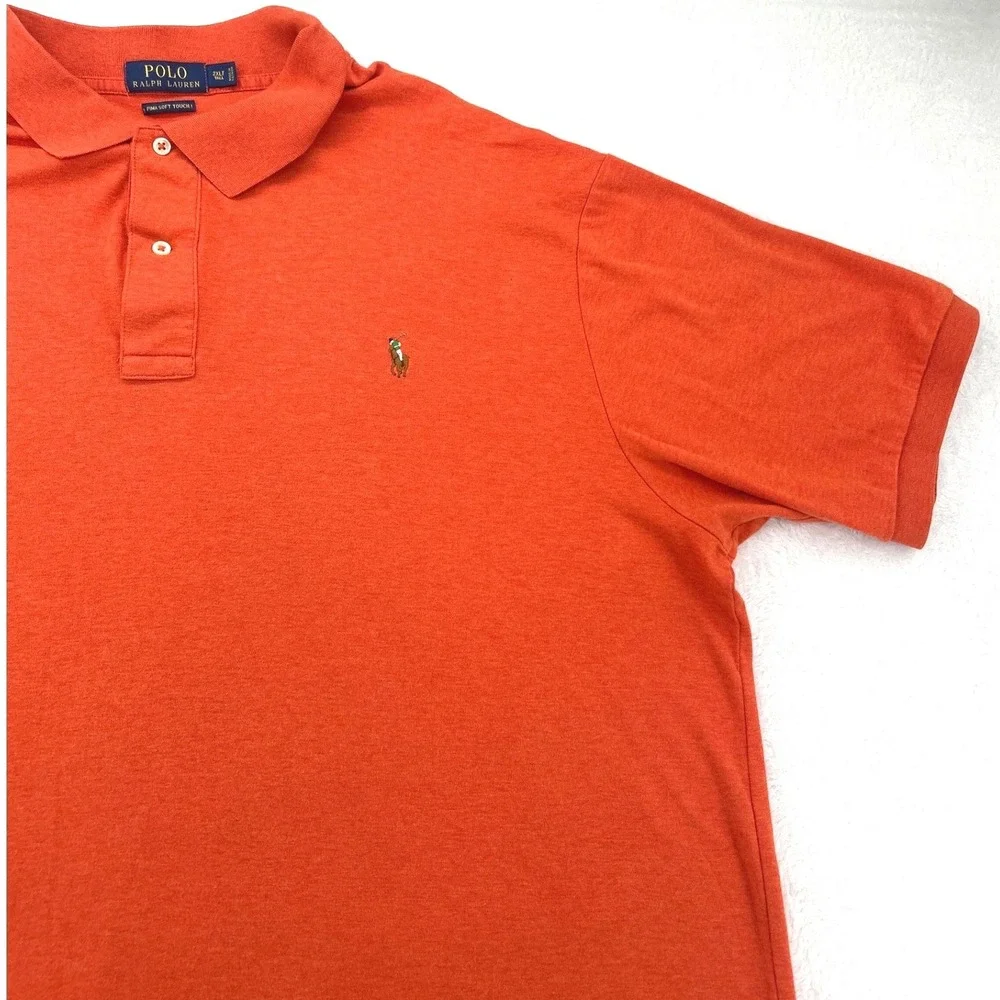 Polo Ralph Lauren Mens Polo Shirt 2XLT Orange Pima Soft Touch Short Sleeve Pony